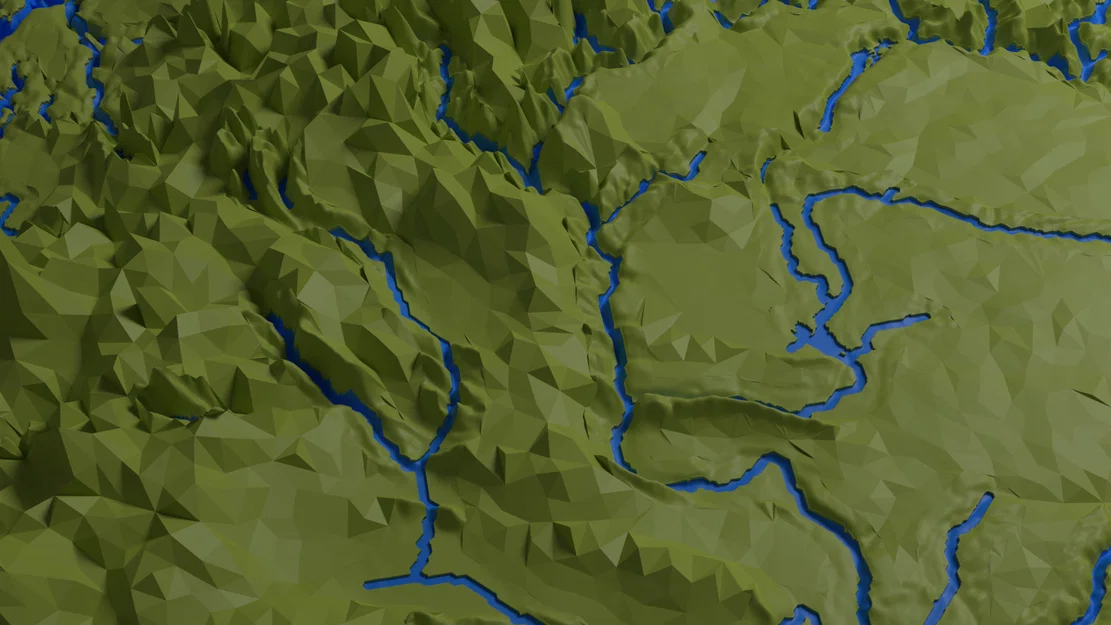 Bản đồ địa hình tiểu bang Washington, USA (WA) kèm sông ngòi và bờ biển - Image 13