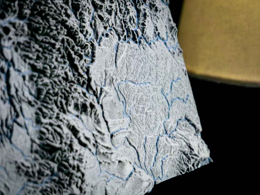 Bản đồ địa hình tiểu bang Washington, USA (WA) kèm sông ngòi và bờ biển - Image 18