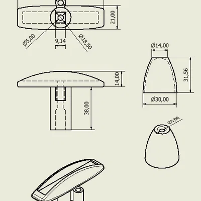 Tay cầm cửa gara cho bu lông 4.88mm