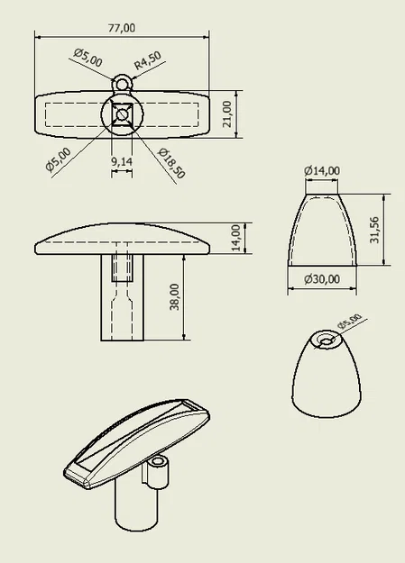 Tay cầm cửa gara cho bu lông 4.88mm - Image 6