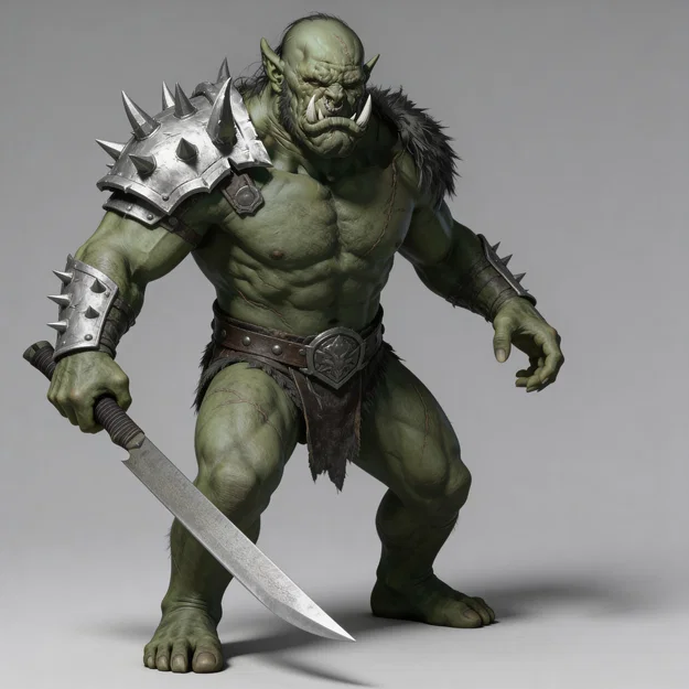 Mô hình 3D chiến binh Ork dũng mãnh cầm kiếm (Ork Warrior with Sword 3) - Image 1