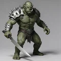 Mô hình 3D chiến binh Ork dũng mãnh cầm kiếm (Ork Warrior with Sword 3) - Thumbnail 1