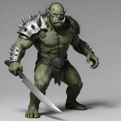 Mô hình 3D chiến binh Ork dũng mãnh cầm kiếm (Ork Warrior with Sword 3)