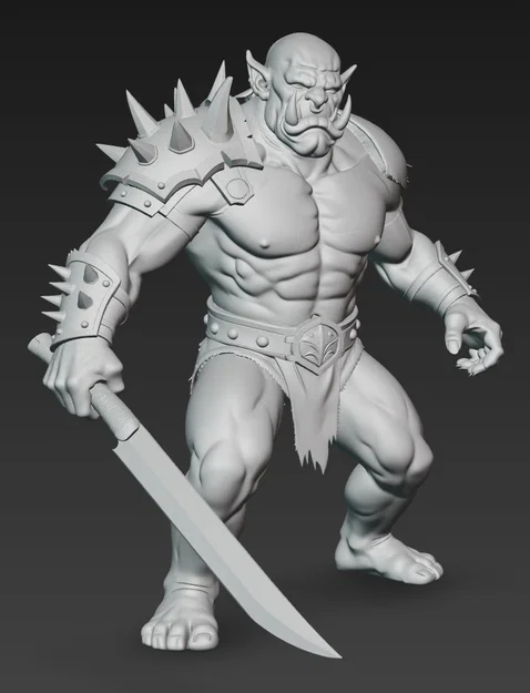 Mô hình 3D chiến binh Ork dũng mãnh cầm kiếm (Ork Warrior with Sword 3) - Image 2