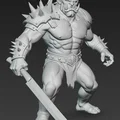 Mô hình 3D chiến binh Ork dũng mãnh cầm kiếm (Ork Warrior with Sword 3) - Thumbnail 2