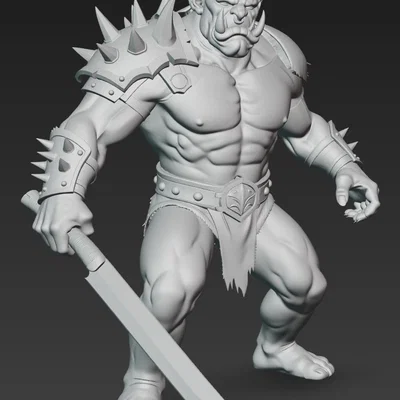 Mô hình 3D chiến binh Ork dũng mãnh cầm kiếm (Ork Warrior with Sword 3)