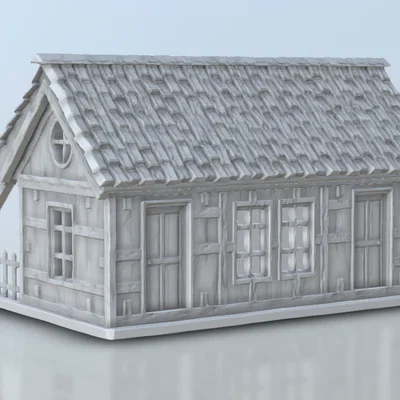 Nhà kho gỗ 28mm cho sa bàn Wargame và mô hình đường sắt