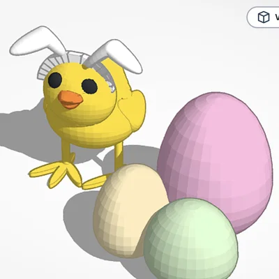 Mô hình chú gà con hóa trang thỏ đáng yêu trang trí lễ Phục sinh