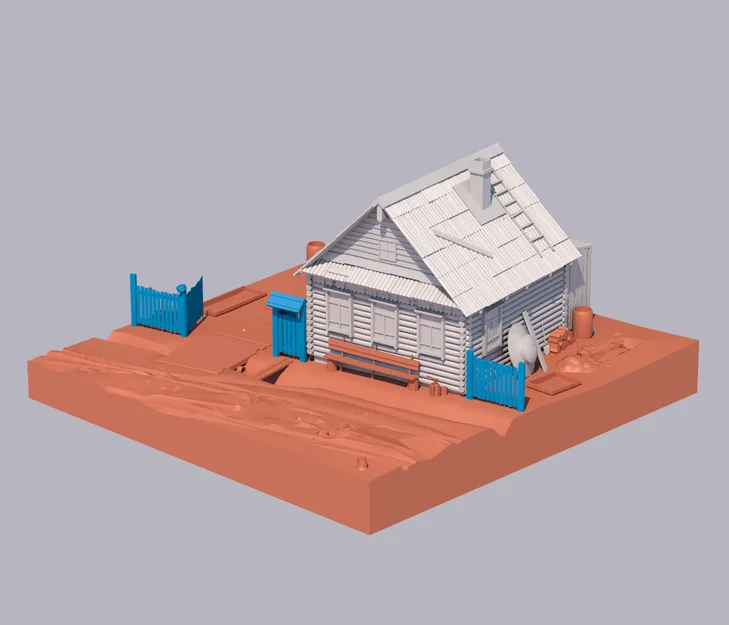 Mô hình căn nhà nông thôn cổ (Old House Diorama) cho Hot Wheels - Image 1