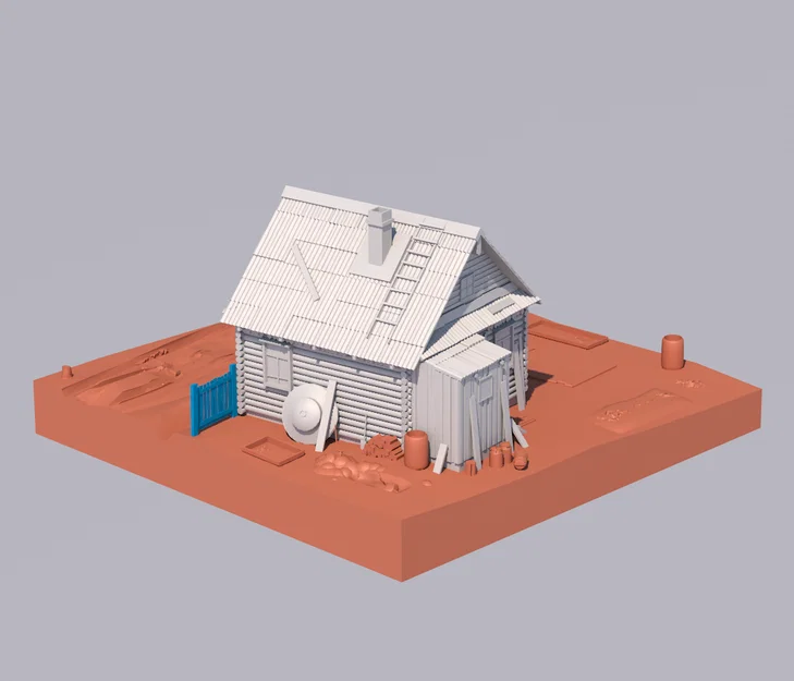 Mô hình căn nhà nông thôn cổ (Old House Diorama) cho Hot Wheels - Image 2