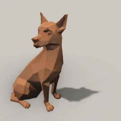 Mô hình chú chó Low-poly trang trí bàn làm việc cực chất