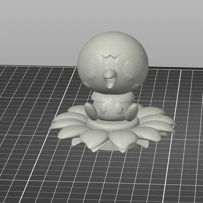 Mô hình 3D Pokemon Piplup dễ thương ngồi trên cánh hoa