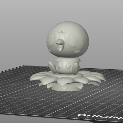 Mô hình 3D Pokemon Piplup dễ thương ngồi trên cánh hoa