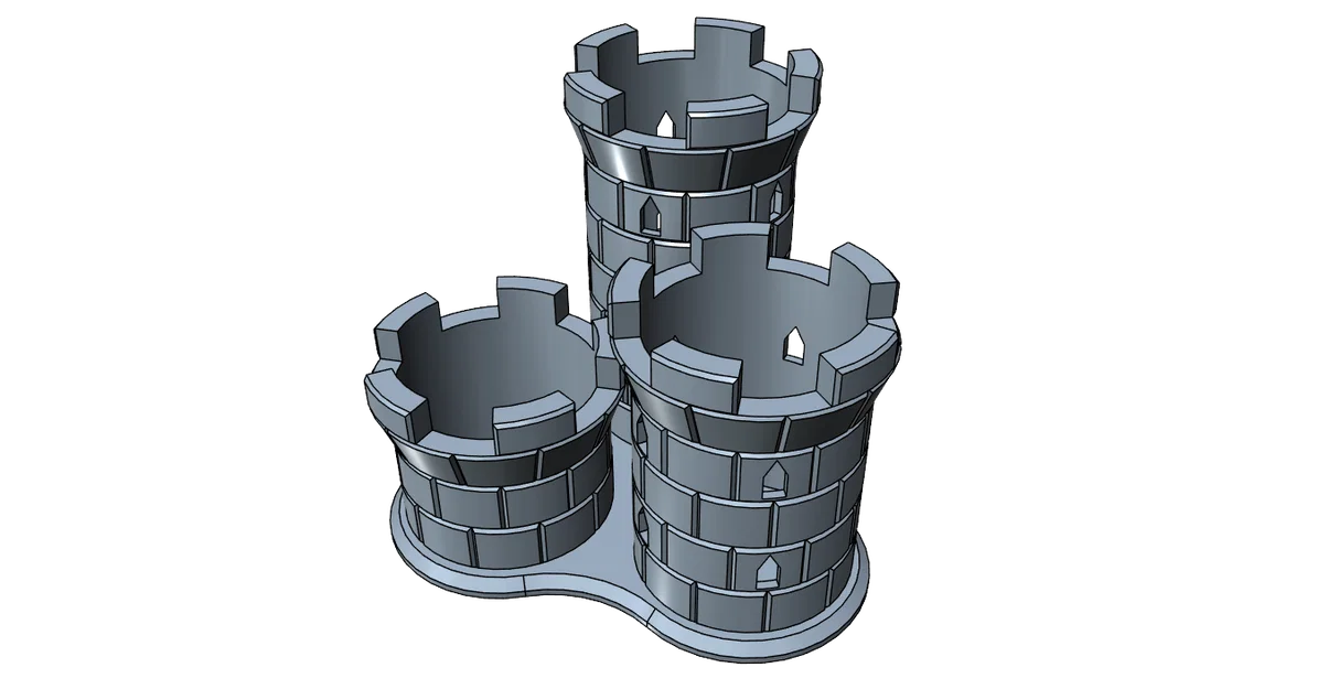 Mẫu in 3D khay cắm bút hình tháp lâu đài - Dễ in, không cần support - Image 1