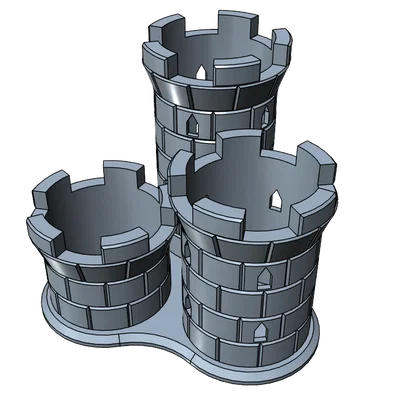 Mẫu in 3D khay cắm bút hình tháp lâu đài - Dễ in, không cần support