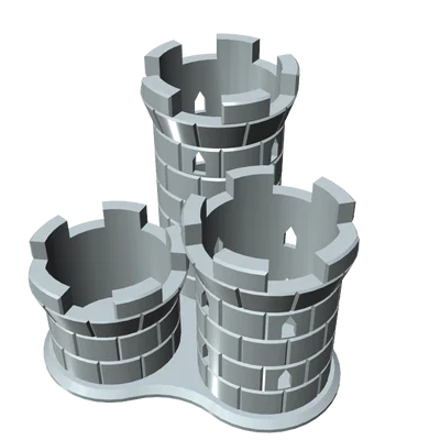 Mẫu in 3D khay cắm bút hình tháp lâu đài - Dễ in, không cần support
