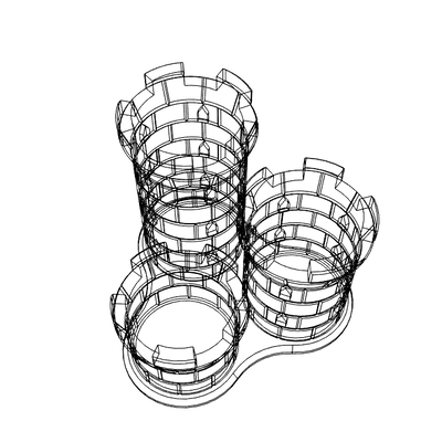 Mẫu in 3D khay cắm bút hình tháp lâu đài - Dễ in, không cần support