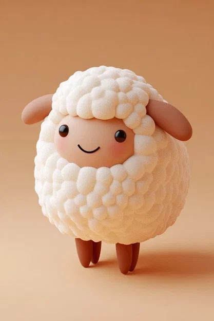Mô hình 3D chú cừu nhỏ Kawaii dễ thương để trang trí - Image 1
