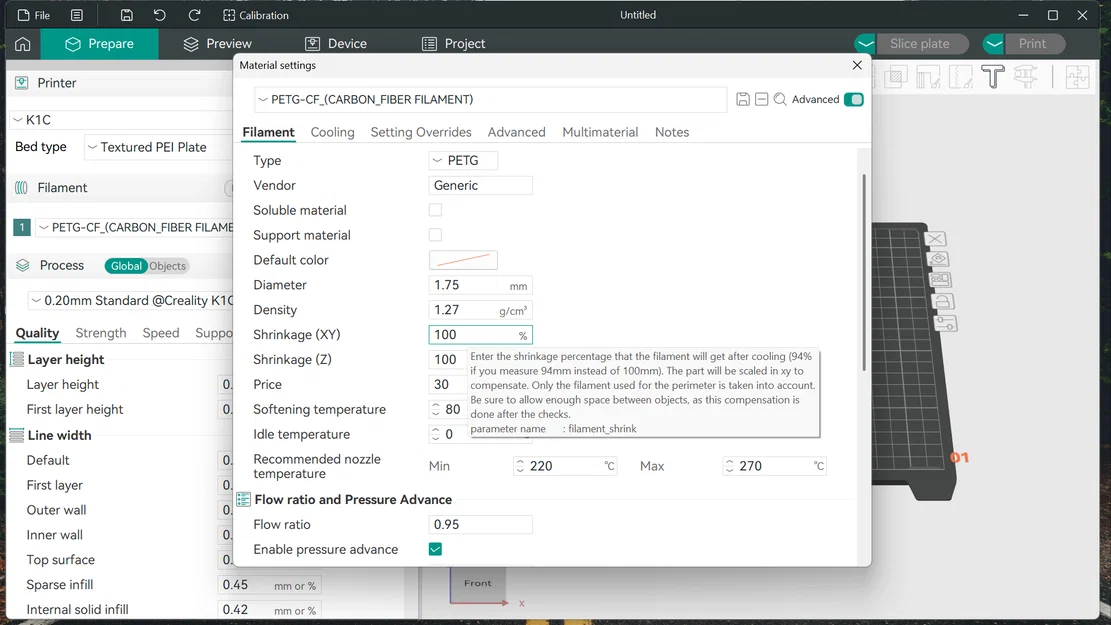 Mẫu test độ co ngót filament X Y Z - Image 5