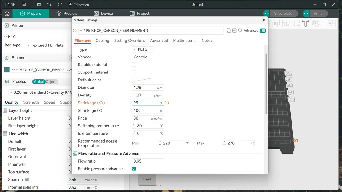 Mẫu test độ co ngót filament X Y Z - Image 6