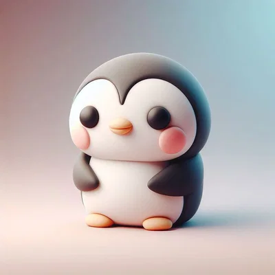Mô hình 3D nhân vật Chim cánh cụt con phong cách đất sét kawaii
