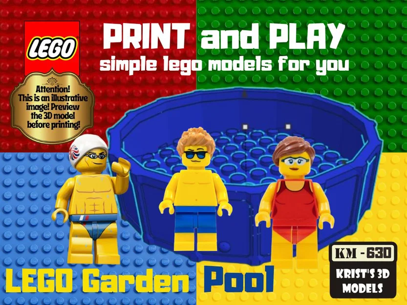 Mô hình LEGO Garden Pool - Phụ kiện hồ bơi 3D cho nhân vật LEGO - Image 1
