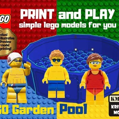 Mô hình LEGO Garden Pool - Phụ kiện hồ bơi 3D cho nhân vật LEGO