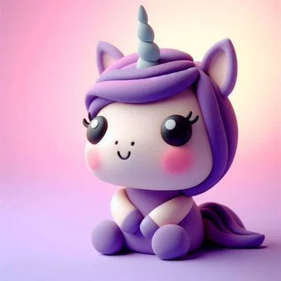 Mô hình 3D nhân vật Baby Unicorn phong cách Kawaii