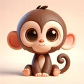 Mô hình 3D Baby Monkey phong cách Clay kawaii - Thumbnail 1