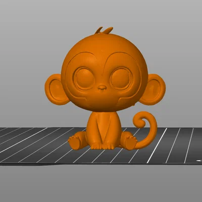 Mô hình 3D Baby Monkey phong cách Clay kawaii
