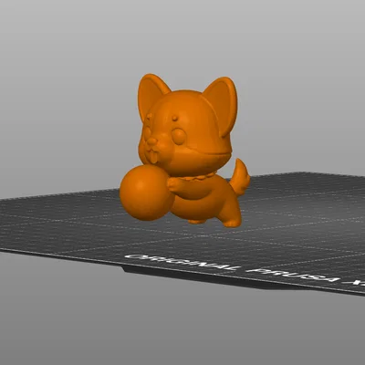Mô hình 3D chú chó con chơi bóng phong cách Kawaii đáng yêu