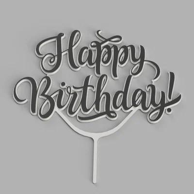 Mẫu in 3D chữ Happy Birthday trang trí bánh kem đẹp mắt