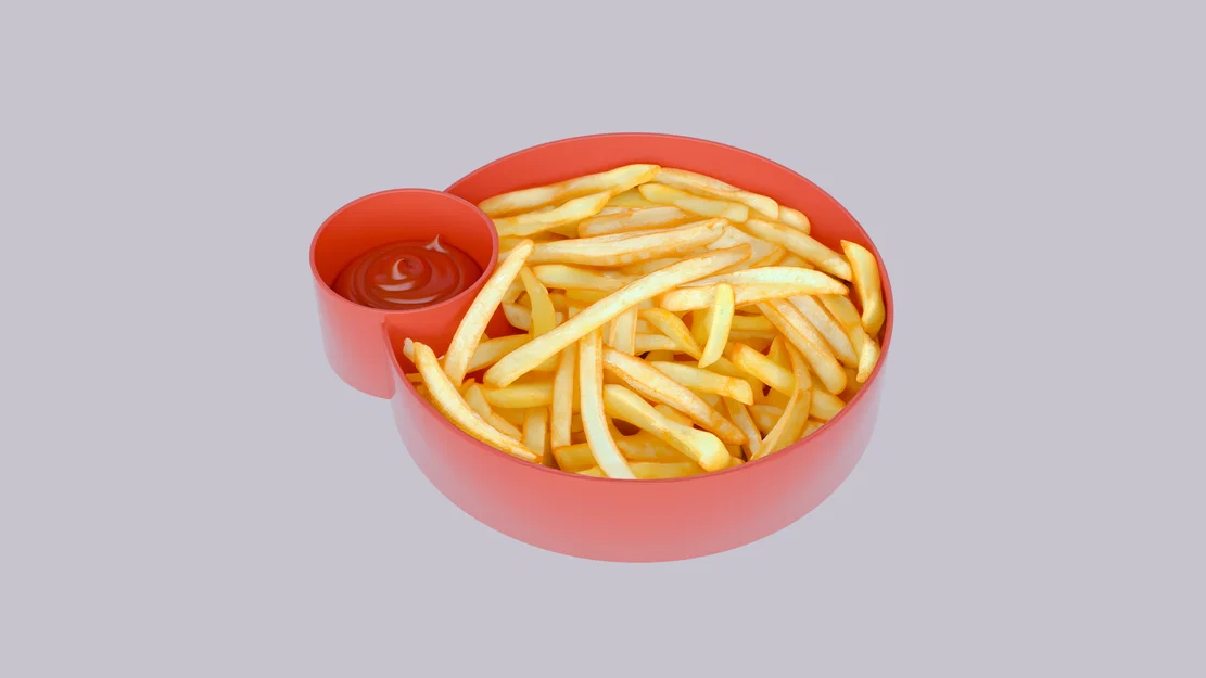 Khay 3D đựng khoai tây chiên và nước sốt tiện lợi cho bàn ăn - Image 1