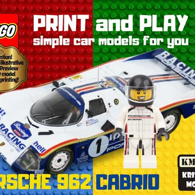 Mô hình 3D Porsche 962 Convertible phong cách LEGO lắp ráp cực đơn giản