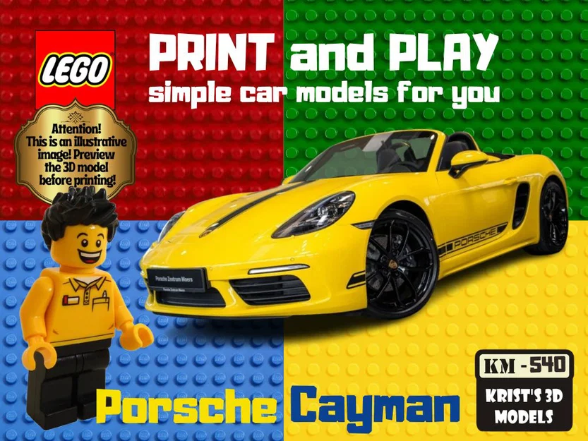 Mô hình 3D Porsche Cayman lắp ráp phong cách LEGO cực chất - Image 1