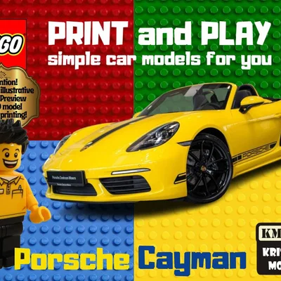 Mô hình 3D Porsche Cayman lắp ráp phong cách LEGO cực chất