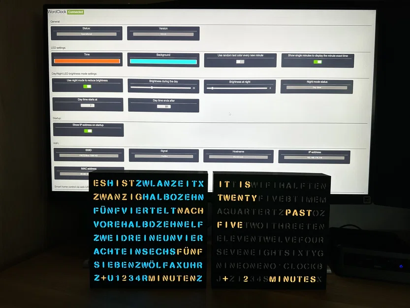 WordClock 16x8 LED matrix (2023-V1) - Đồng hồ LED thông minh - Image 1