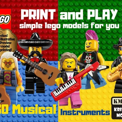 Bộ mô hình nhạc cụ phong cách LEGO in 3D cho minifigure