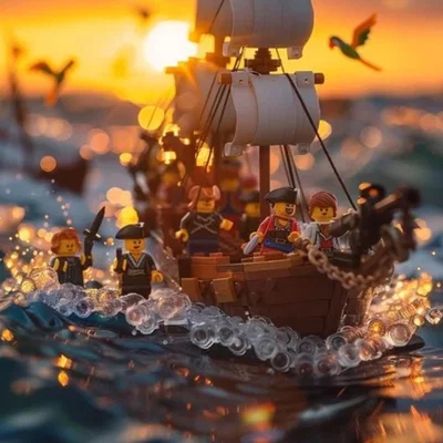 Mô hình thuyền cướp biển nhỏ tương thích LEGO - In 3D cực chất