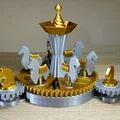 Mô hình vòng quay ngựa gỗ cơ khí (Mechanical carousel with horses) - Thumbnail 1