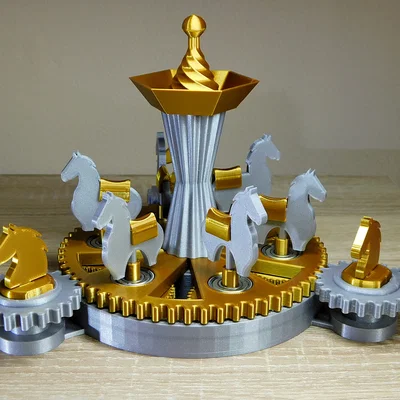 Mô hình vòng quay ngựa gỗ cơ khí (Mechanical carousel with horses)