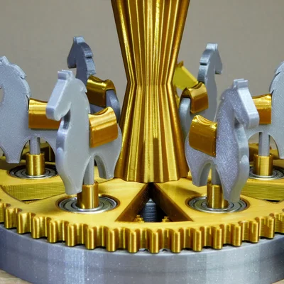 Mô hình vòng quay ngựa gỗ cơ khí (Mechanical carousel with horses)