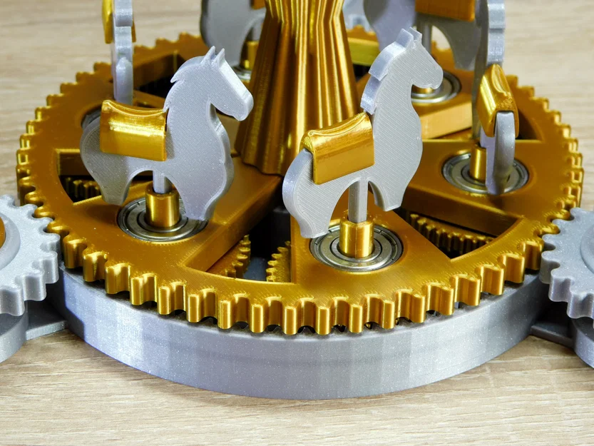 Mô hình vòng quay ngựa gỗ cơ khí (Mechanical carousel with horses) - Image 4