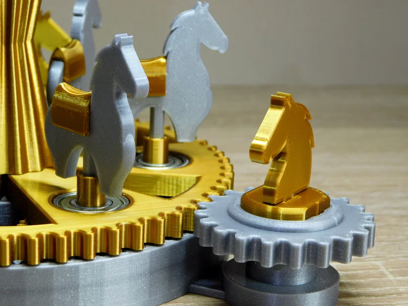 Mô hình vòng quay ngựa gỗ cơ khí (Mechanical carousel with horses) - Image 6