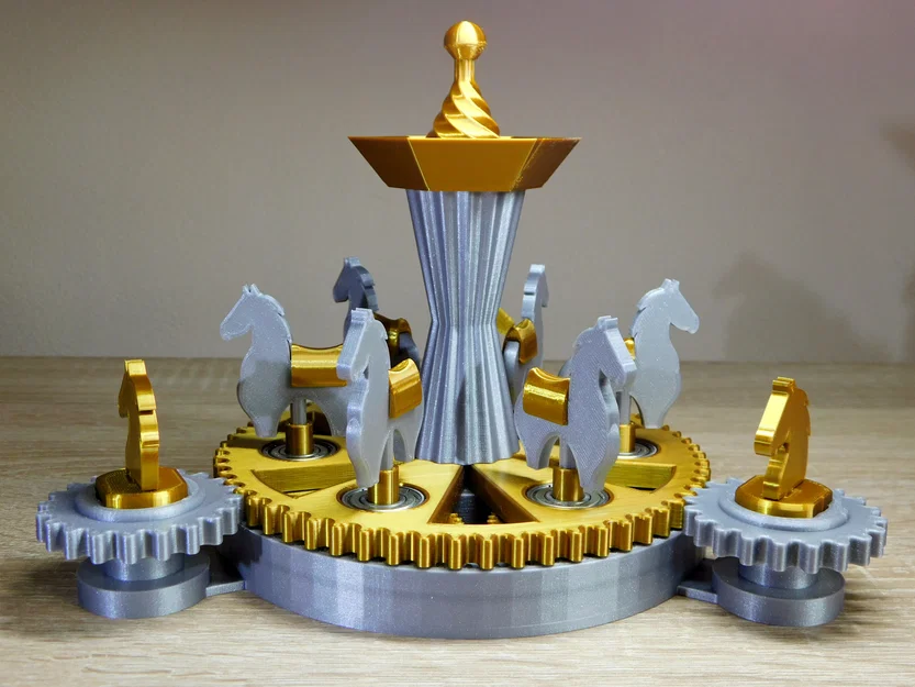 Mô hình vòng quay ngựa gỗ cơ khí (Mechanical carousel with horses) - Image 7