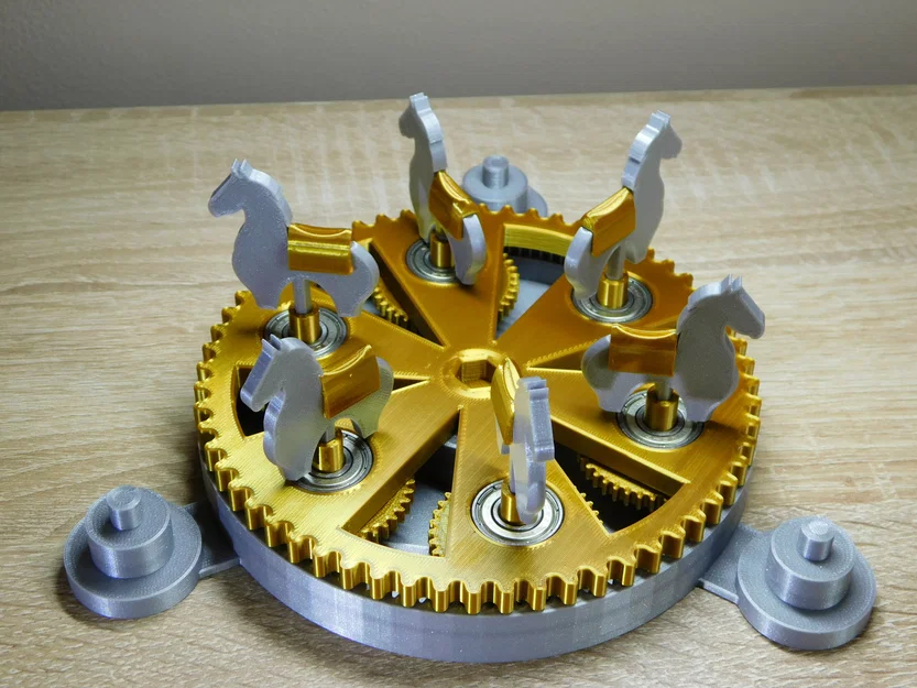 Mô hình vòng quay ngựa gỗ cơ khí (Mechanical carousel with horses) - Image 12