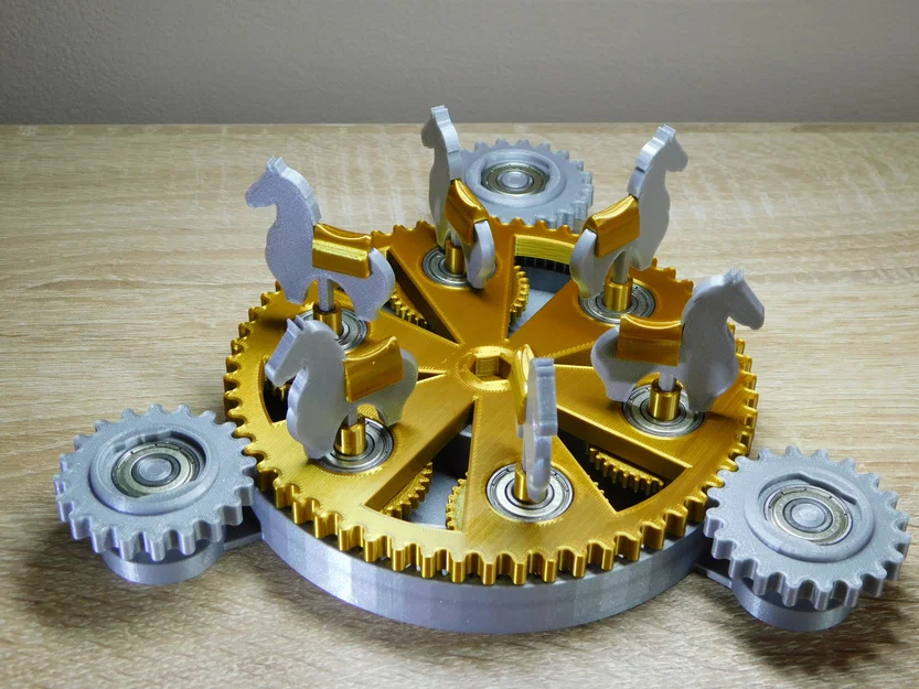 Mô hình vòng quay ngựa gỗ cơ khí (Mechanical carousel with horses) - Image 13