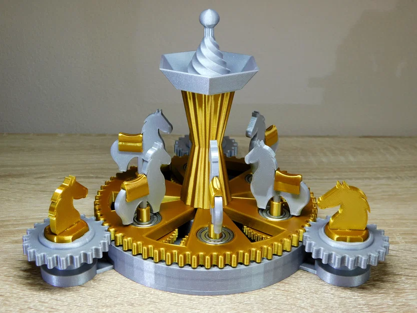 Mô hình vòng quay ngựa gỗ cơ khí (Mechanical carousel with horses) - Image 15