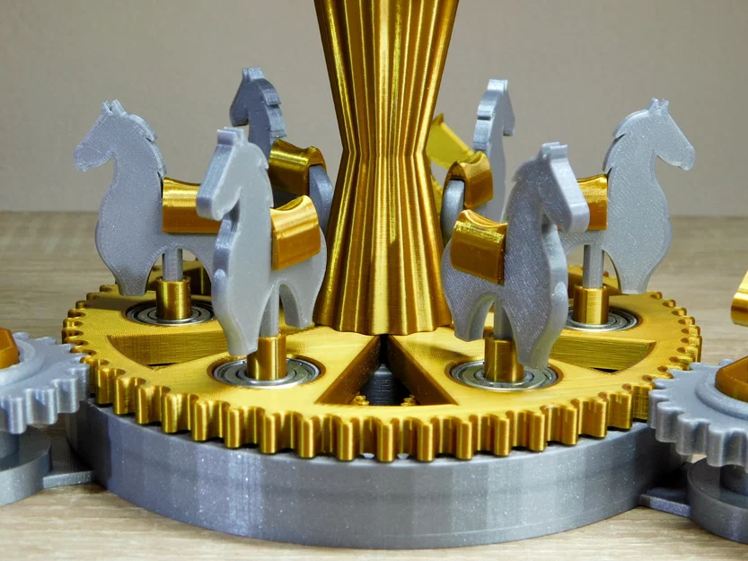 Mô hình vòng quay ngựa gỗ cơ khí (Mechanical carousel with horses) - Image 17