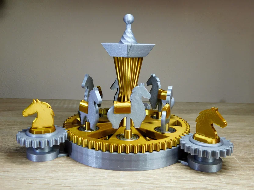 Mô hình vòng quay ngựa gỗ cơ khí (Mechanical carousel with horses) - Image 18